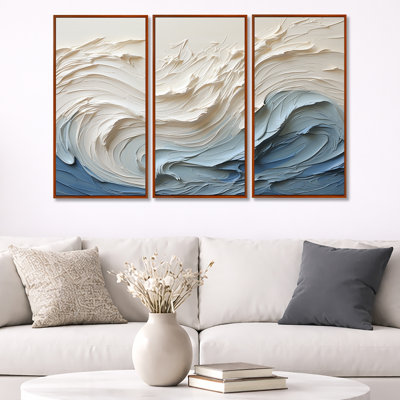Clareen - Coastal Waves Canvas Wall Art Set (Set of 3)