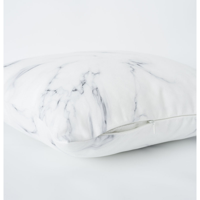 18" x 18" White Marble Polyester Floor Pillow
