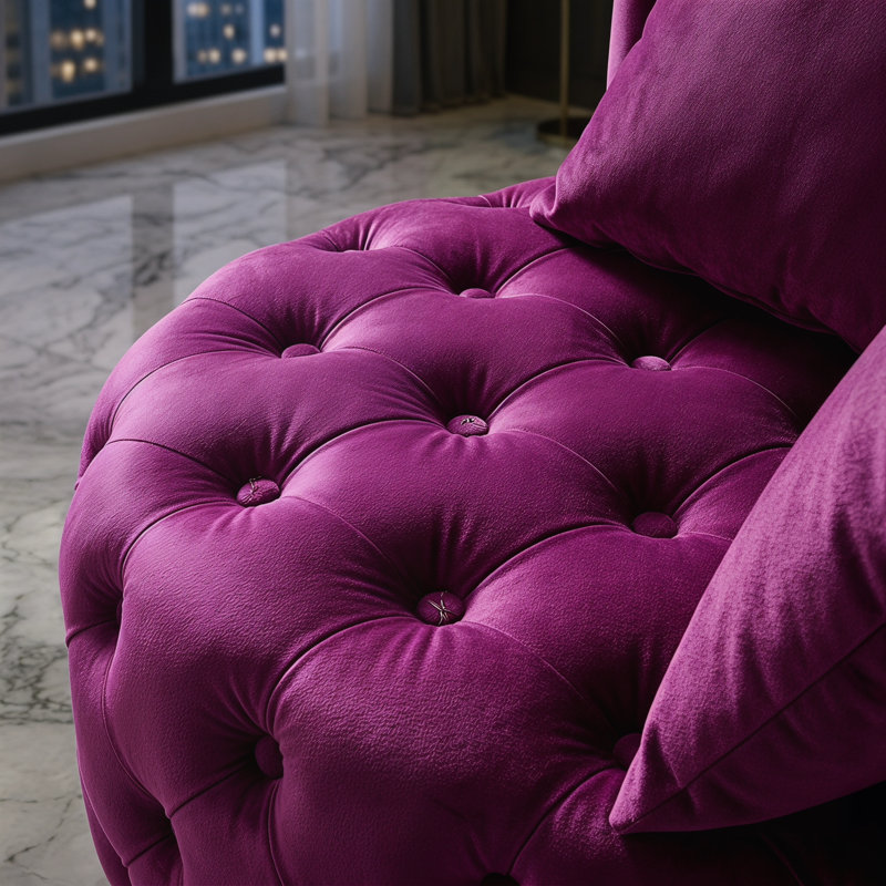 Chaise d'appoint capitonnée en velours pour le salon et la chambre à coucher - Confort luxueux, structure en bois massif, conception ronde moderne