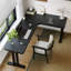 Bureaux noirs en bois massif en forme de L-108213430-108213432