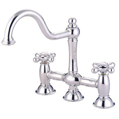 Chicago Double Handle Widespread Kitchen Faucet with American Metal Cross Handle