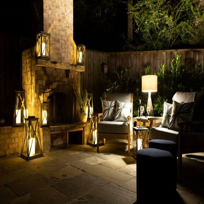 Lawrence Metal Floor Lantern, 19.5" H x 11" W x 11" D