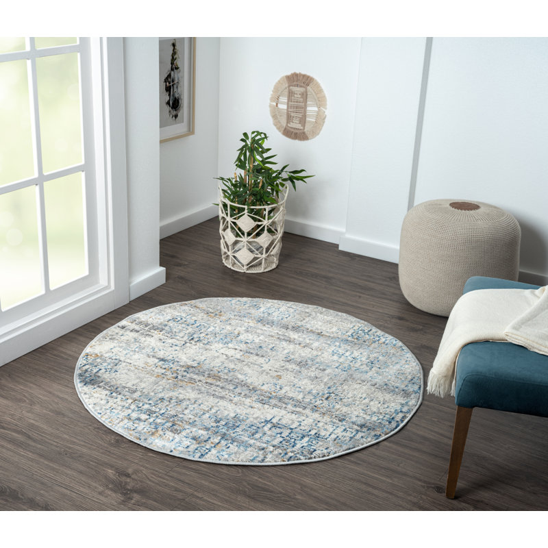 Lillith Machine Woven Beige/Blue/Grey Indoor Rug, Round 120cm