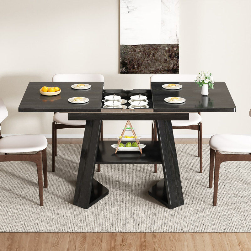 Table de salle à manger extensible de 47 à 67 po pour 4 à 6 personnes, table de cuisine rectangulaire avec feuilles amovibles, peu encombrante