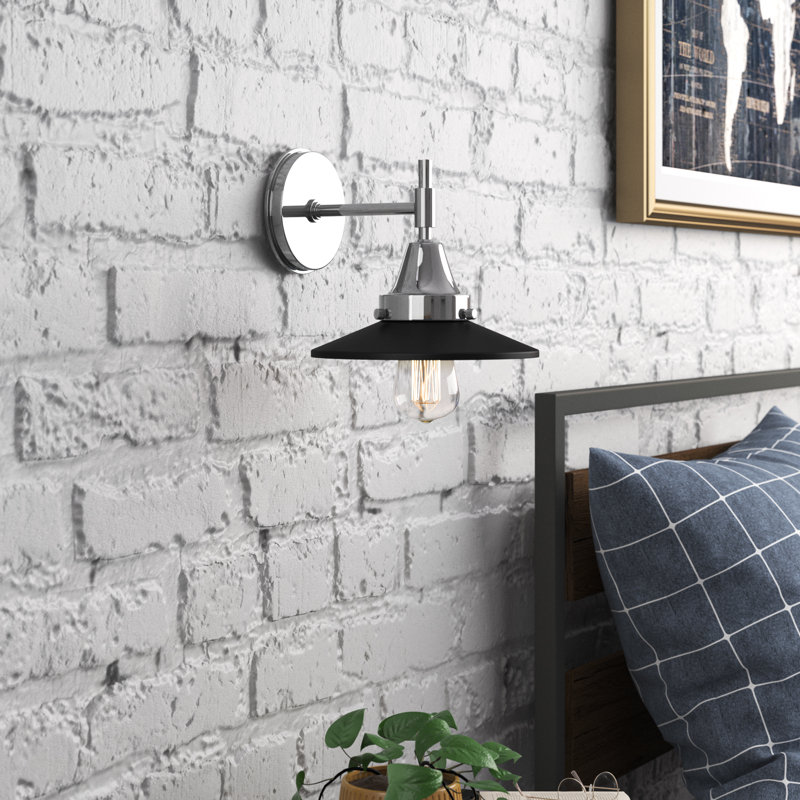 Gayle Armed Sconce, Polished Chrome, Matte Black, LED