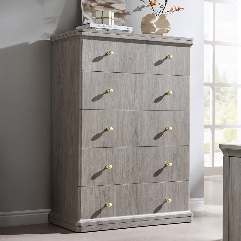 Commode 5 tiroirs Abarca, Gris, 5