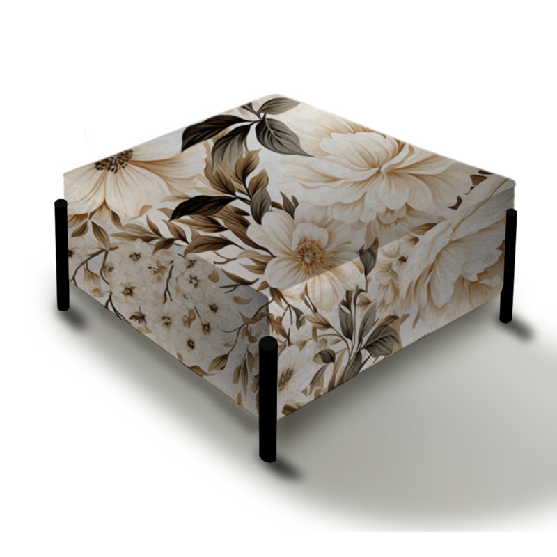 Vintage Florals II - Grand repose-pieds carré Plants