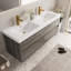 Meuble-lavabo de 60 po avec lavabo double, gris cendré et comptoir en pierre