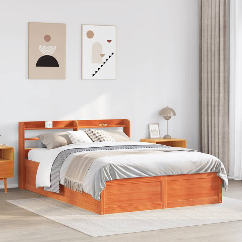 Storage Bed, Wax Brown, European Kingsize (160 x 200 cm)