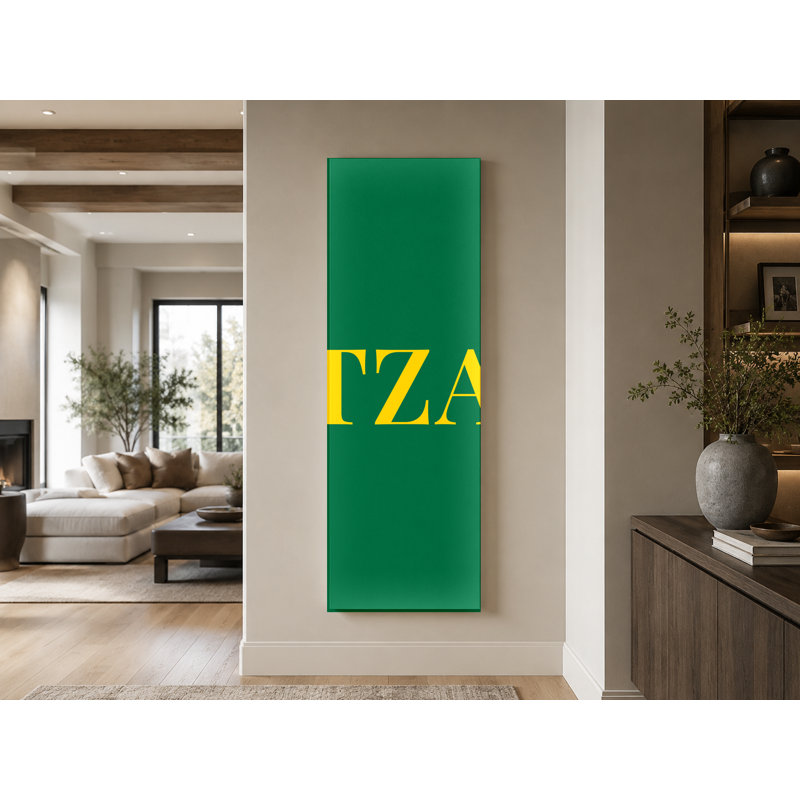 Drapeau mondial de la Tanzanie, monogramme de luxe en diamants — Bleu, vert, jaune — Grande toile murale, H 72 po x l 24 po