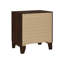 Table de chevet au fini noyer avec 2 tiroirs spacieux pour un rangement de chevet moderne et durable