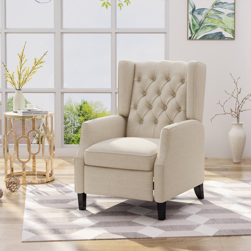 Morphis Recliner, Light Beige Tweed Fabric