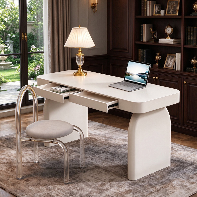 Bureau d'écriture avec tiroirs blanc