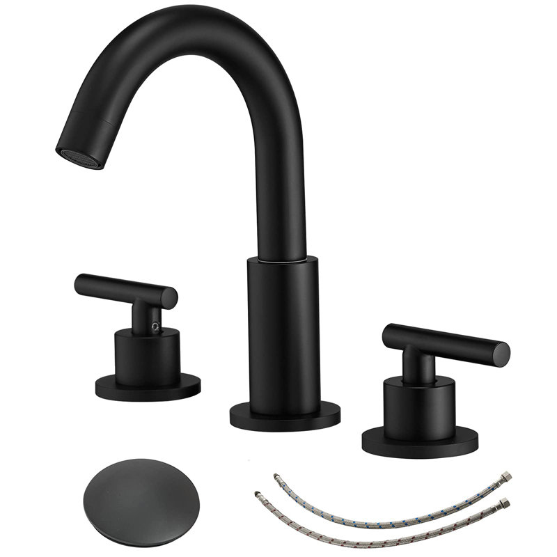 Widespread Double Handle Bathroom Faucet, Matte Black