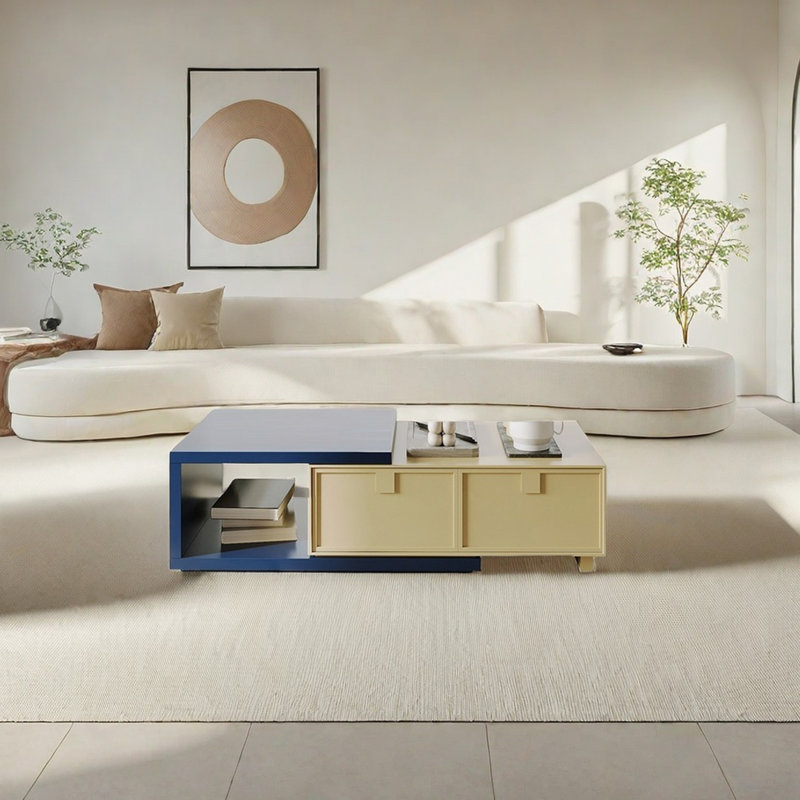 Retractable Modern Blue Coffee Table