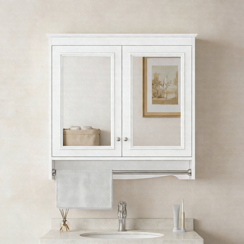 Armoire de toilette 3 en 1, armoire à pharmacie murale de 30 po avec tablettes réglables, portes à fermeture douce et miroir haute définition