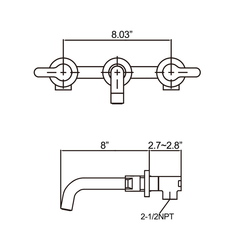 Wall Mounted Optional 2-handle Bathroom Faucet