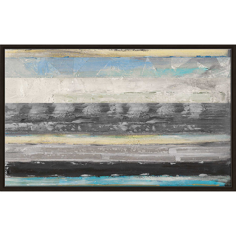 «Stratis I» par Tava Studios, reproduction sur toile flottante, H 39,5 po x l 63,5 po x P 2 po, Cadre flottant espresso