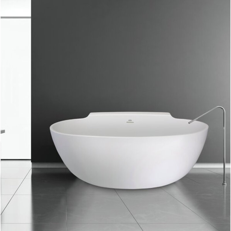 Guthrie 58'' L Freestanding Air Bathtub, Matte White, Satin Nickel
