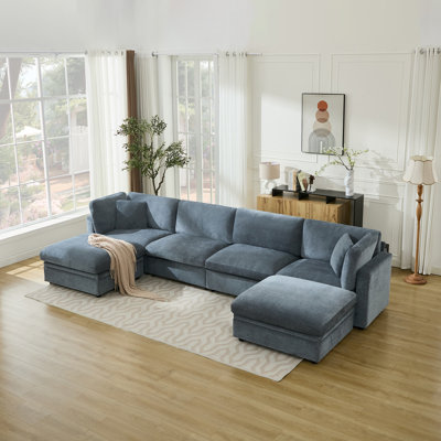 Oversized Down-Filled Modular Sofa With Ottomans