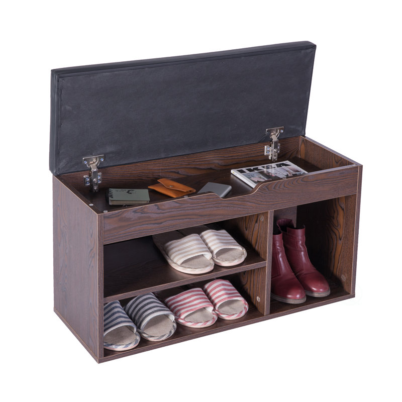 Upholstered Storage Bench, Brown