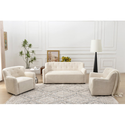 Ensemble de salon rembourré en polyester 3 pièces