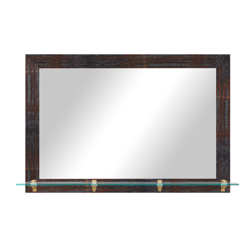 Matsuichi Mirror with Shelves, 32.50" H x 42" W, Blonde Maple/Gold