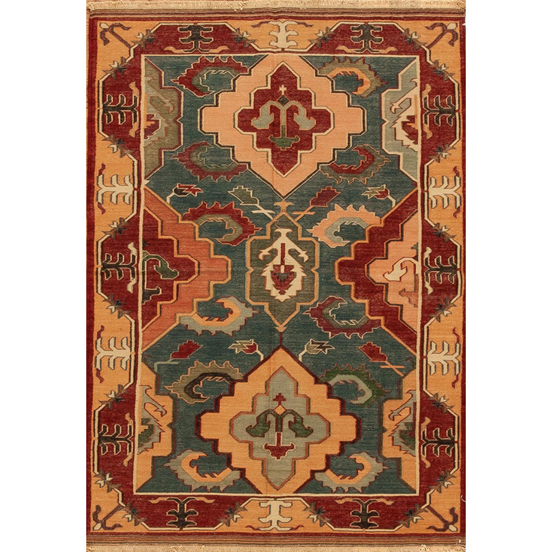 Discovery Flatweave Wool Area Rug in Red/Beige/Blue