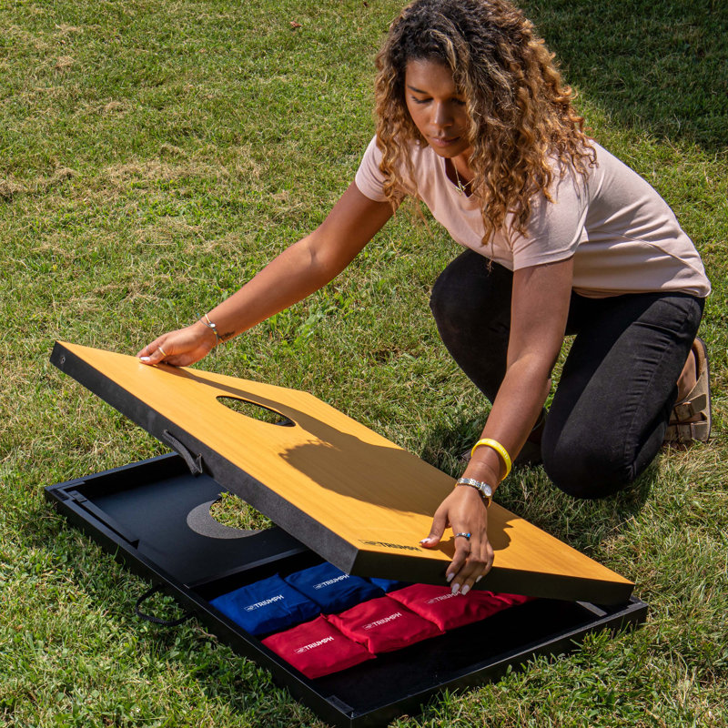 Triumph Portable Wooden Cornhole Set with Bean Bags