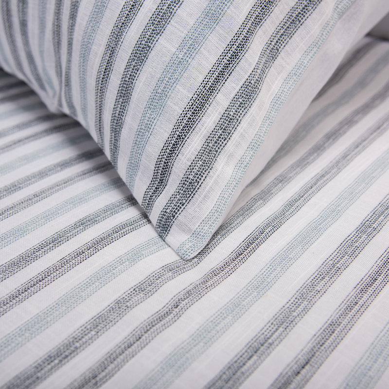  Ensemble d'édredon standard en coton 3 pièces, Édredon pour très grand lit + 2 taies décorativ, Bleu / blanc