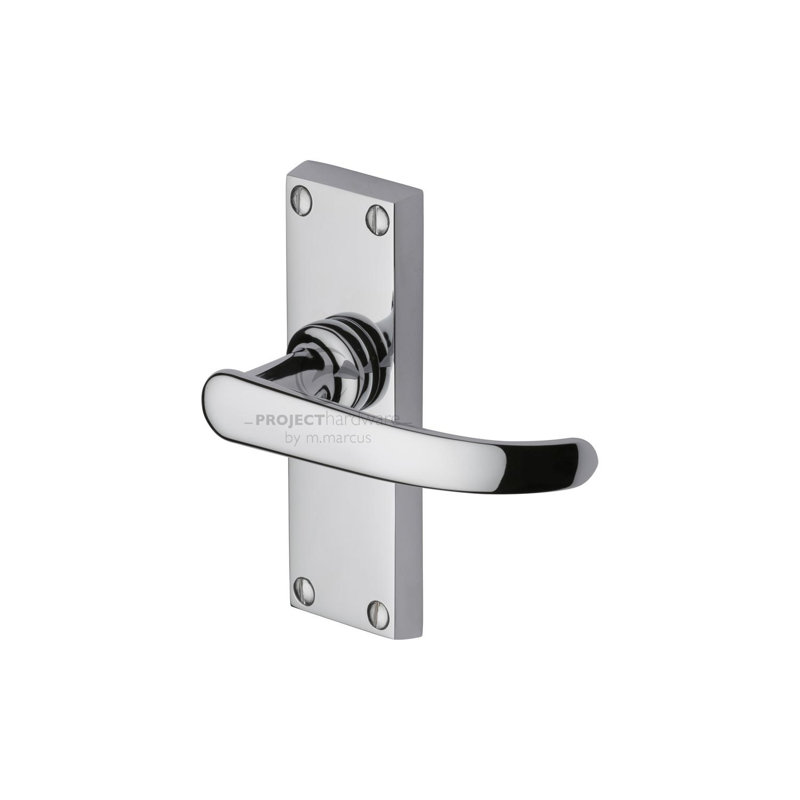 Heritage Brass Project Hardware Door Handle Lever Latch Avon Short Design, Polished Chrome