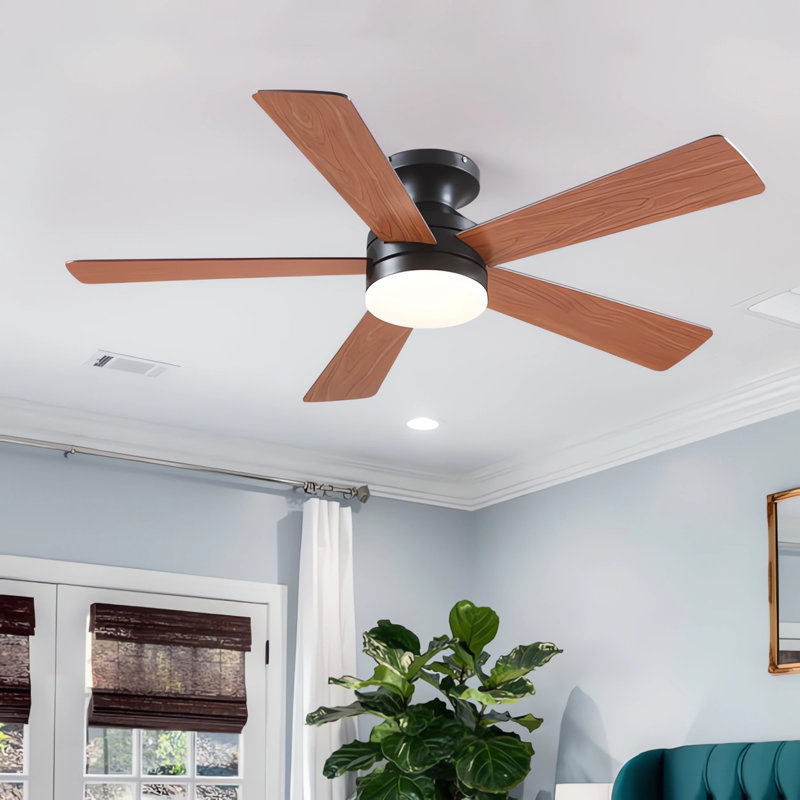 Ventilateur de plafond à profil bas de 46 po avec télécommande / télécommande, Brun