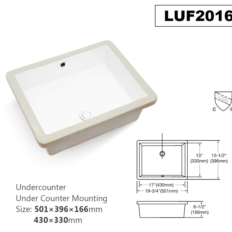 Elegant Ceramic Bathroom Sink - Rectangular Undermount For A Classy Look Fixture