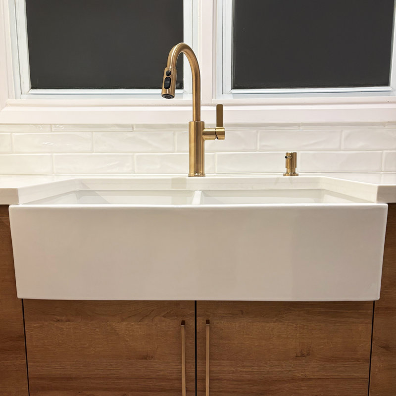 Évier de cuisine à double cuve en argile réfractaire Turner, 33", Double