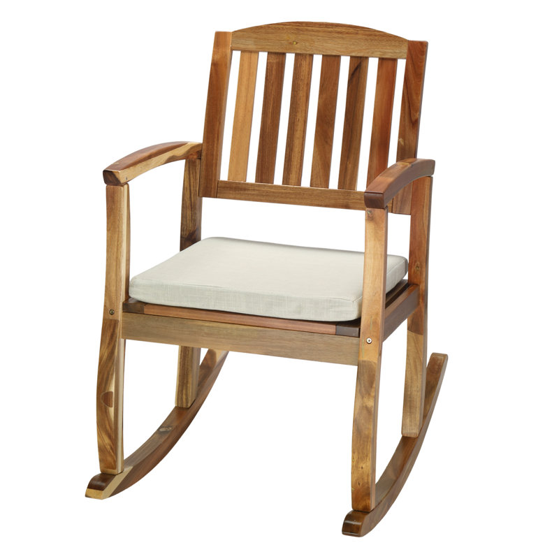 Chaise berçante en bois avec coussins Angelik