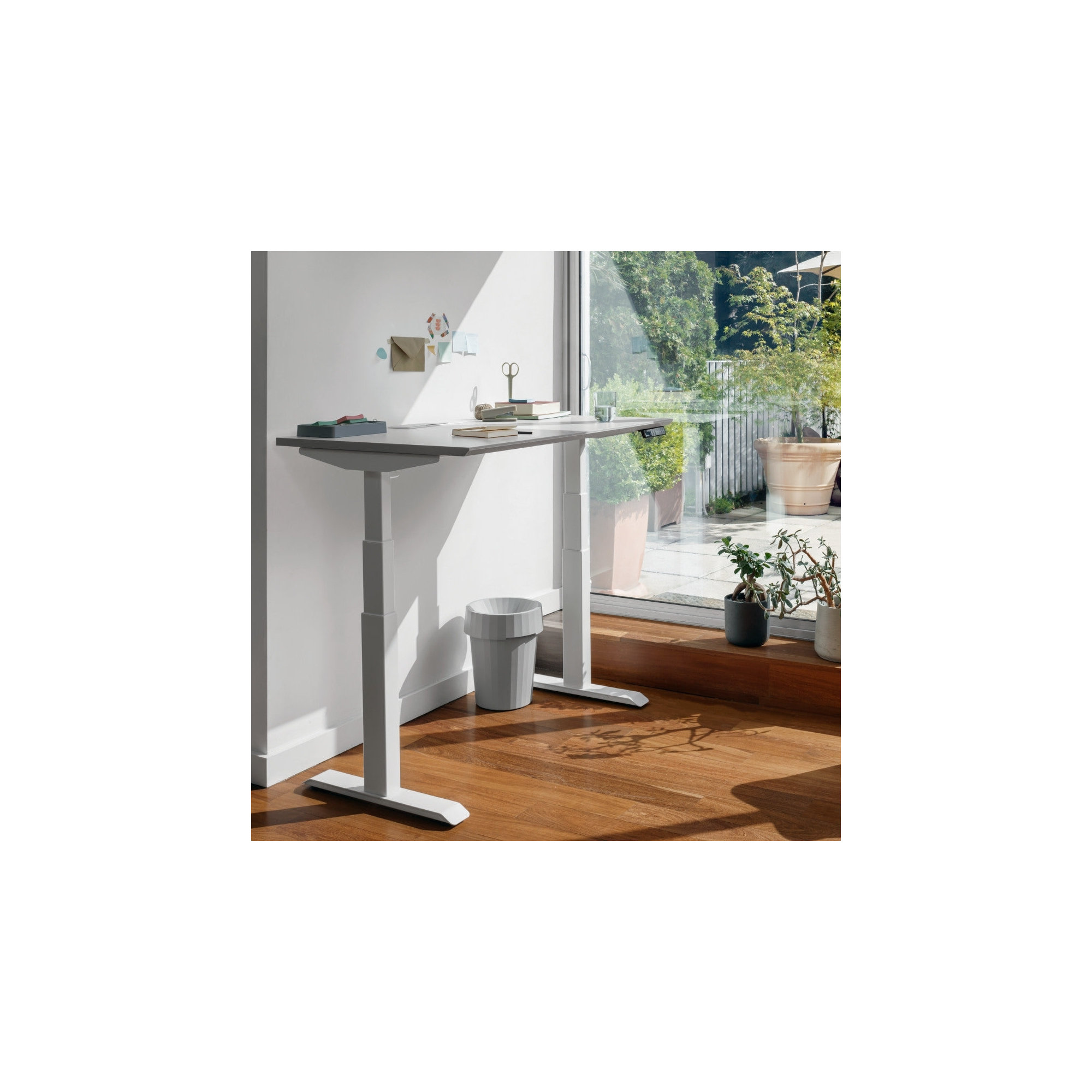 Standing Desk, 52" H x 60" W x 30" D, Fog, White