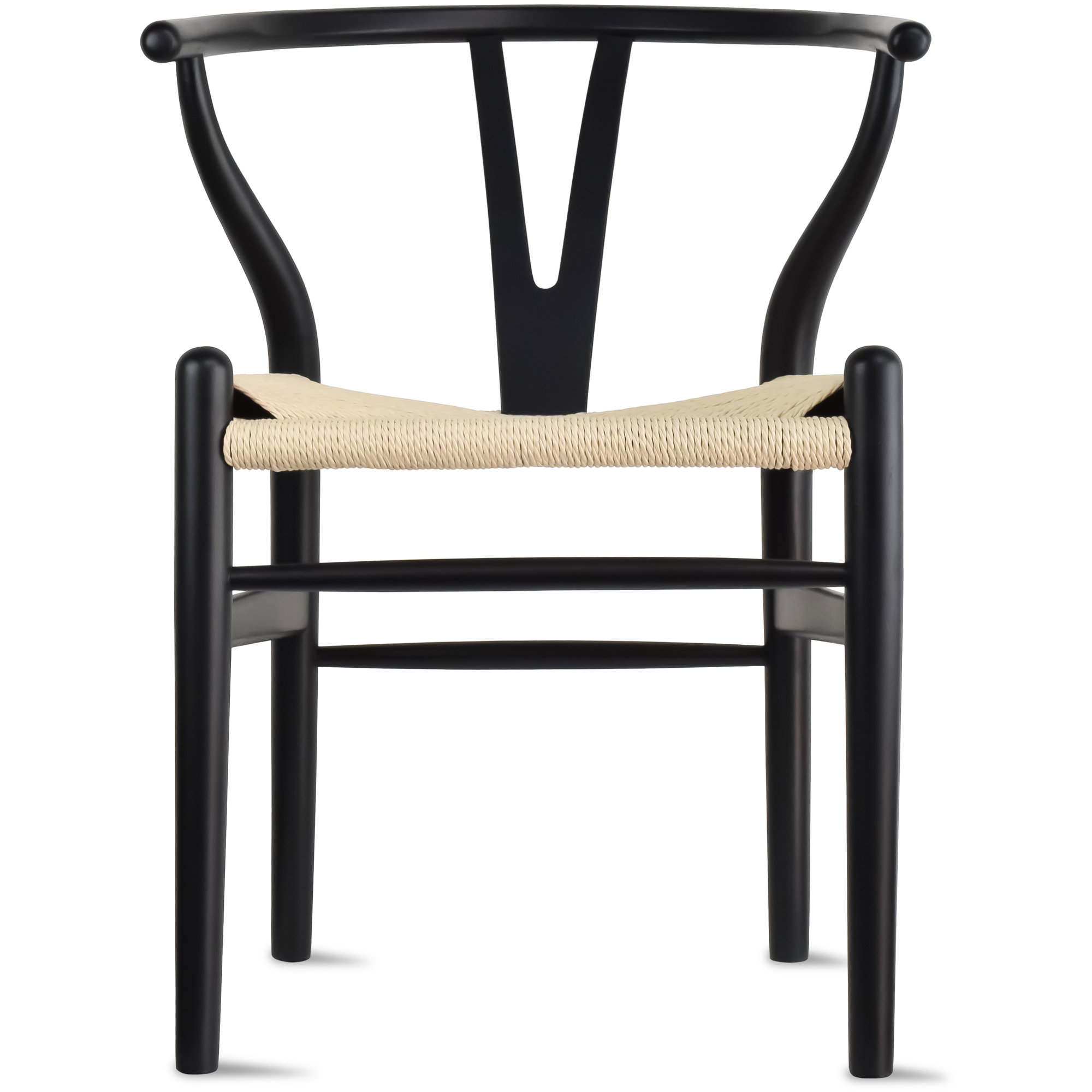 Baruti Wooden Wicker Dining Chair, Black/Beige