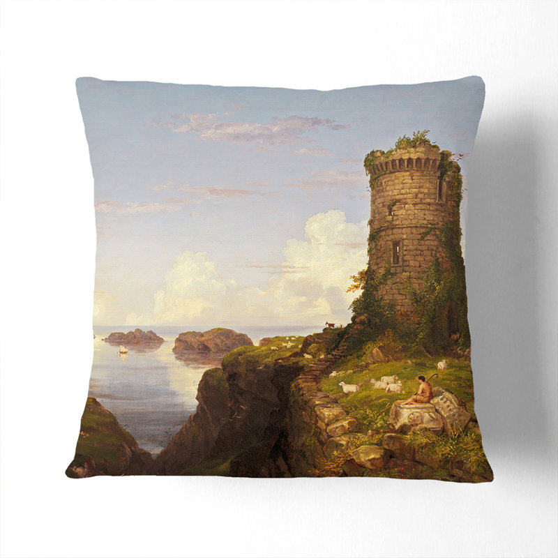 Square Cushion, 40cm H x 40cm W x 15cm D, White
