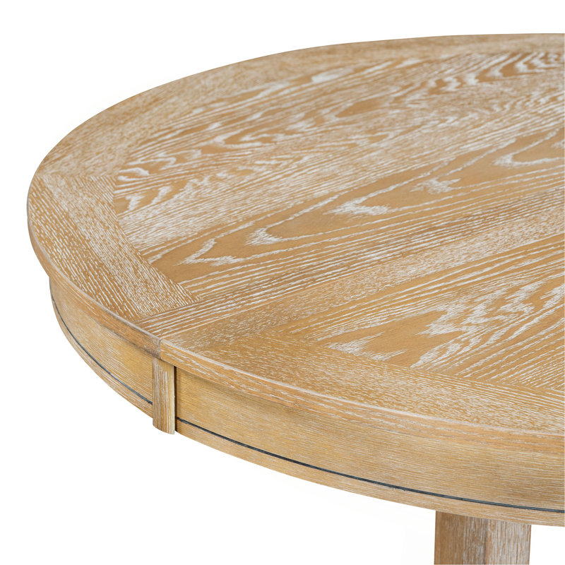 Table ronde extensible pour table de salle à manger Farmhouse, Bois naturel délavé