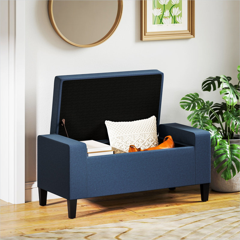 Banc en polyester 36,25 pouces avec salon et finition bleue, 14,3 x 6,2 x 6,2 po, Bleu