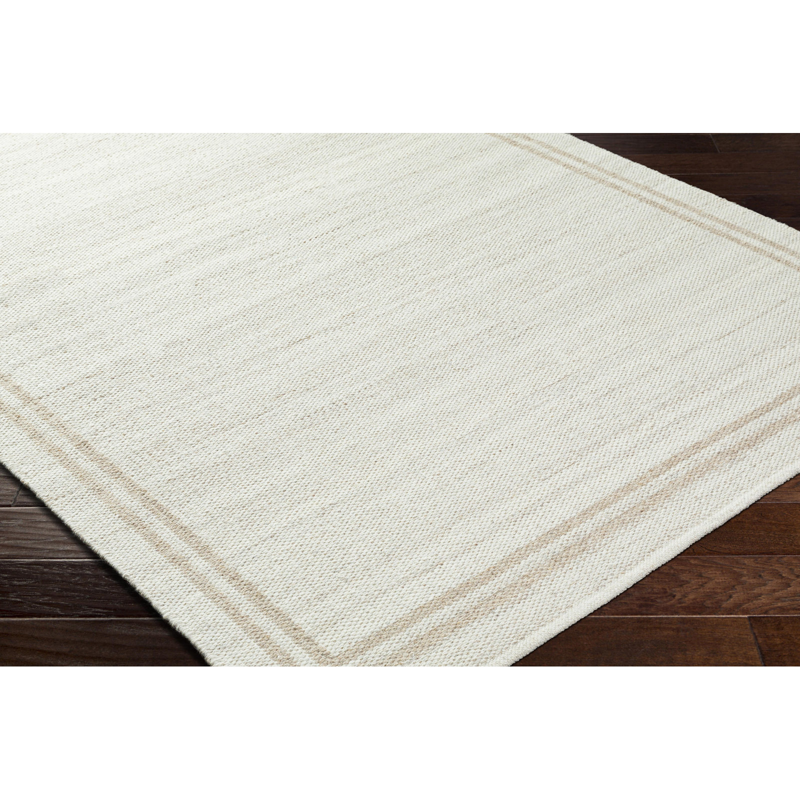 Lavande Hand-Woven Geometric Ivory Rug, Rectangle 2' x 3'