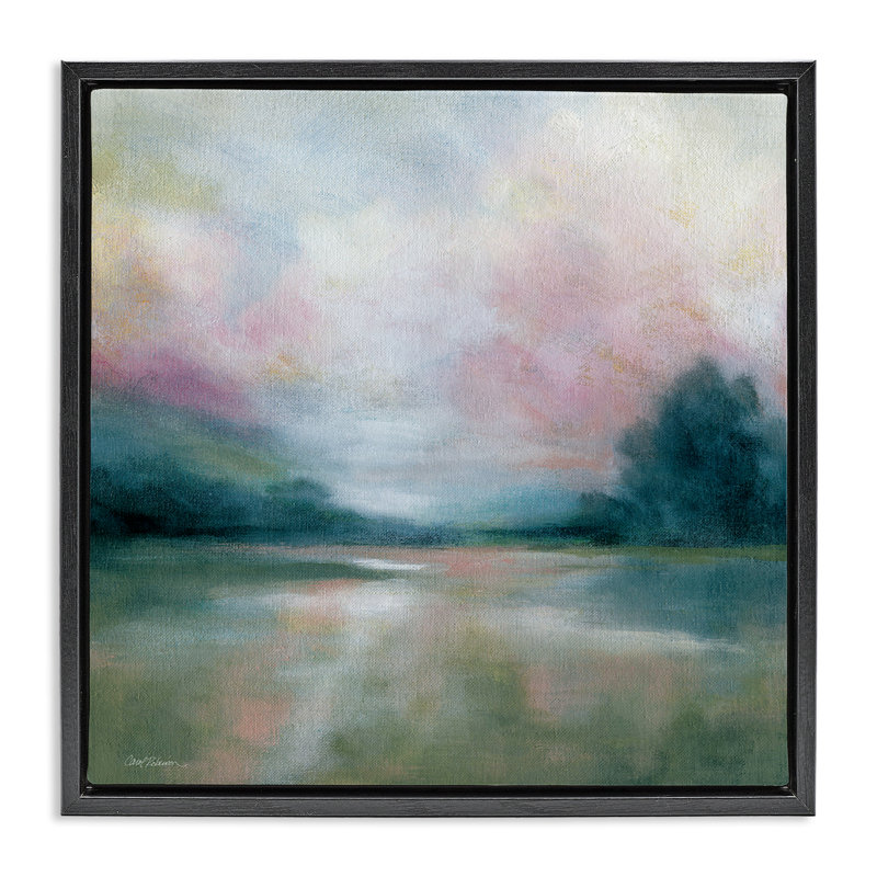 Cadre flottant Morning On The River, design par Carol Robinson, Cadre flottant noir de jais, H 18 po x l 18 po