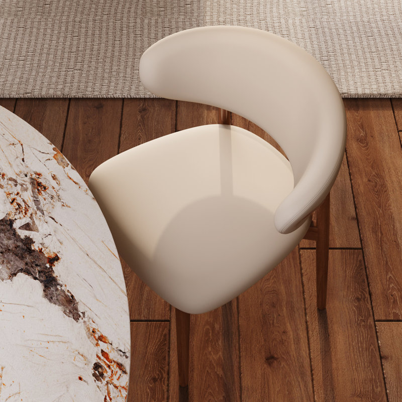 Ensemble de table de salle à manger à piédestal rond 5 pièces avec 4 chaises rembourrées, Blanc / Brun