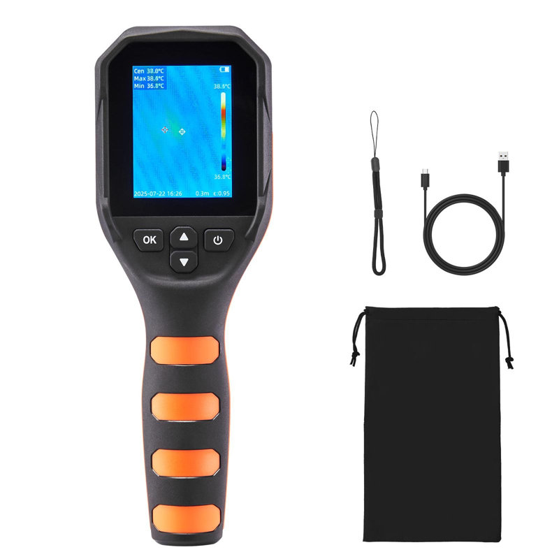 Caméra thermique, super résolution 320 x 240 TISR, caméra à imagerie thermique avec caméra visuelle 2MP, résolution infrarouge 256 x 192, taux de rafraîchissement de 25 Hz, 4 ° F à 1022 ° F, 4 modes d'image et 6 palettes de couleurs