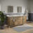 Brookhn 72 In. Double sink White Quartz top Bath Vanity in Lustrous Walnut with Hook Faucet