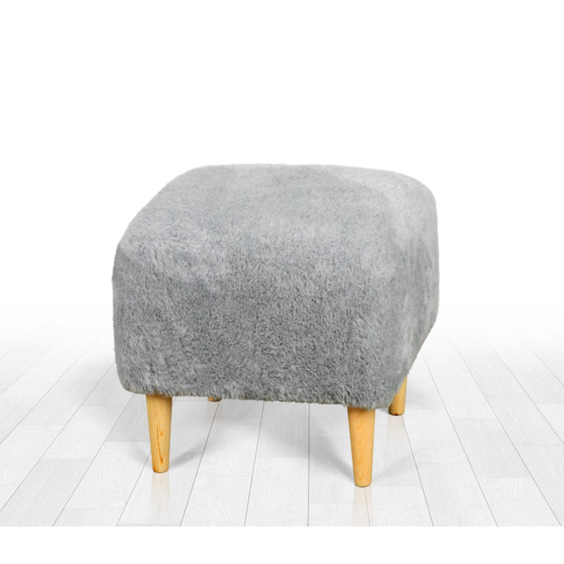 Repose-pieds cubique large de 16,5 po Abdulhakim, 100 % polyester gris
