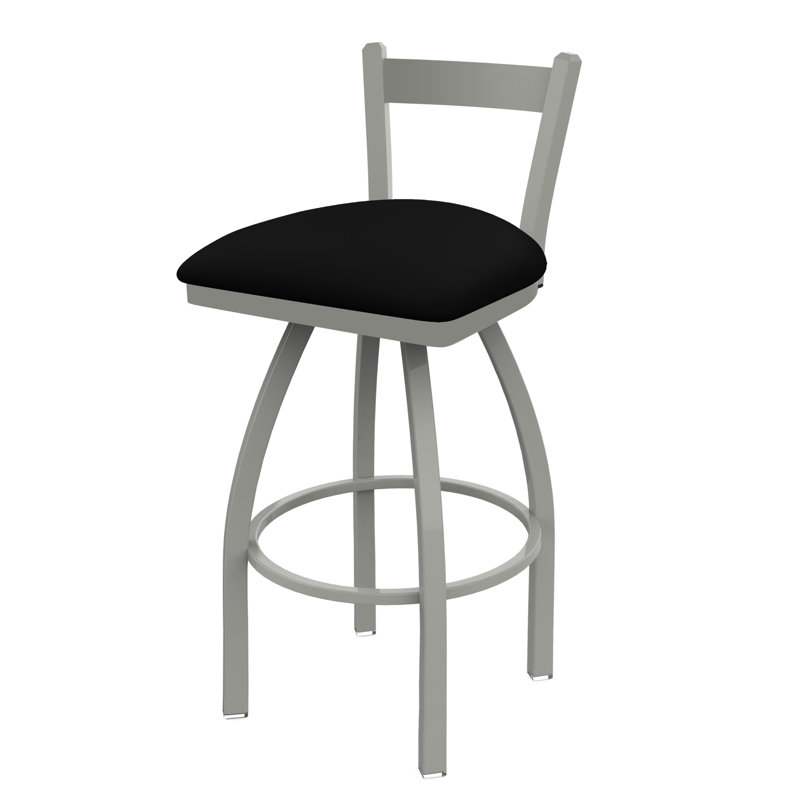 821 Catalina Low Back Swivel Bar Stool, Black Vinyl, Anodized Nickel, Bar Stool (30" Seat Height)