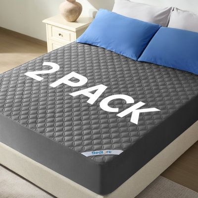 Protège-matelas imperméable sans bruit BEDLORE® (paquet de 2), couvre-matelas matelassé hypoallergénique et lavable, protège-matelas respirant avec poche profonde de 6 à 18 po