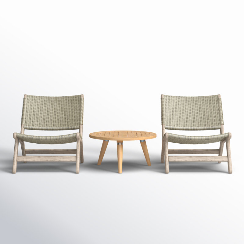 Aymer Teak 2 - Person Patio Conversation Set, Mocha