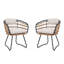Ensemble de 2 fauteuils de jardin en résine tressée avec coussins, chaises de patio en rotin avec pieds réglables pour jardin, piscine, terrasse ou patio